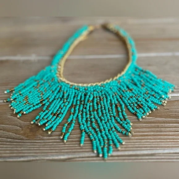 ‼️RARE‼️🎸Adornia🎸🔥NWOT🔥14K Yellow Gold Plated Chain & Beaded Fringe Necklace